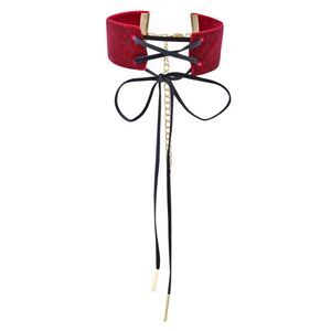 Burgundy Velvet Corset Choker Necklace
